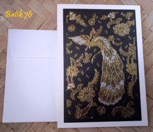 Kartu ucapan -motif batik merak emas -medium 1
