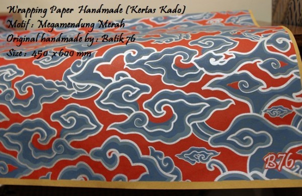 Jual Kertas Kado-wrapping Paper Handmade-motif Batik Megamendung Merah 7